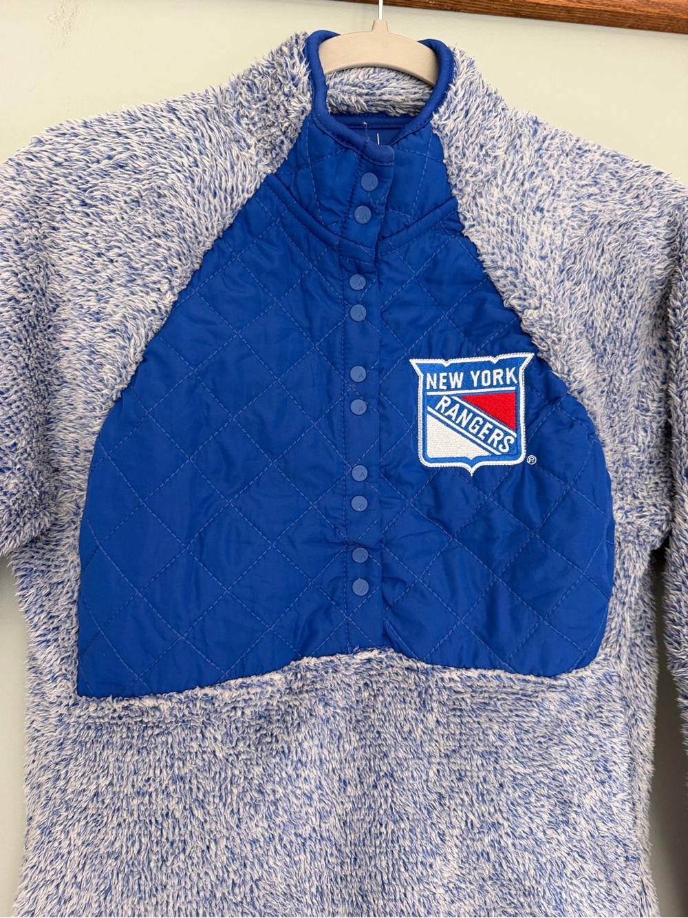 New York Rangers NHL Hockey Cozy 1/4 Button Pullover Fleece Sweatshirt Sherpa - Picture 4 of 15
